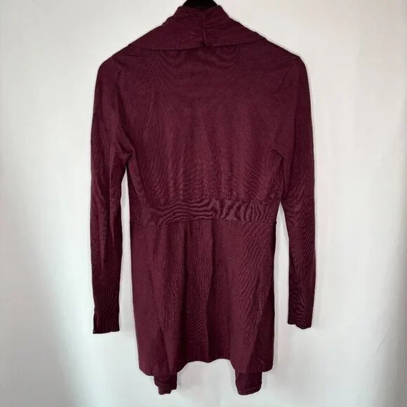 White House Black Market Women's Wine Cabernet Waterfall Cardigan Size XS - Picture 9 of 9